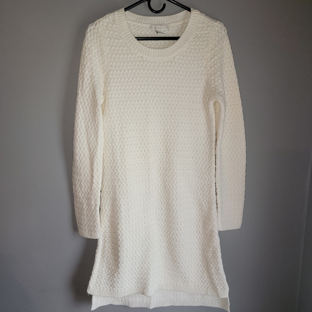DESIGN History Sweater Dress Size Med Cream Off Neck Knit Long Sleeve NWOT